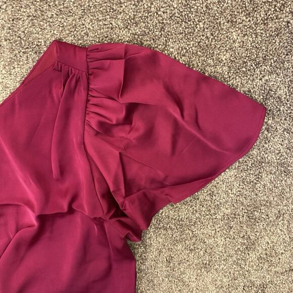 Express Women's Satin One Shoulder Tie Waist Top Bright Pink Size XS - NWT $64 - Picture 6 of 16